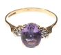 9CT GOLD AMETHYST AND DIAMOND THREE STONE RING at Ross's Online Art Auctions