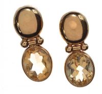 9CT GOLD AND CITRINE DROP EARRINGS at Ross's Online Art Auctions