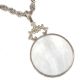 ENGRAVED SILVER AND MOTHER-OF-PEARL FOB ON A STERLING SILVER ROPE LINK CHAIN at Ross's Online Art Auctions