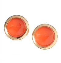 14CT GOLD AND CORAL STUD EARRINGS at Ross's Online Art Auctions