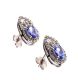 9CT WHITE GOLD TANZANITE AND DIAMOND CLUSTER EARRINGS at Ross's Online Art Auctions