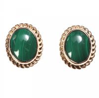9CT GOLD AND MALACHITE STUD EARRINGS at Ross's Online Art Auctions