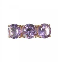 10CT GOLD AND THREE STONE AMETHYST RING at Ross's Online Art Auctions