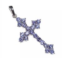 STERLING SILVER AND TANZANITE CROSS at Ross's Online Art Auctions