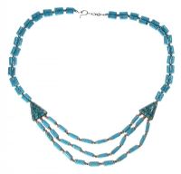 MULTI-STRAND TURQUOISE NECKLACE SET WITH STERLING SILVER BEADS AND CLASP at Ross's Online Art Auctions