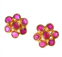 22CT GOLD AND RUBY FLORAL CLUSTER EARRINGS at Ross's Online Art Auctions