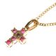 18CT GOLD RUBY AND DIAMOND CROSS AND CHAIN at Ross's Online Art Auctions