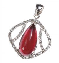 STERLING SILVER PINK TOURMALINE AND CUBIC ZIRCONIA PENDANT at Ross's Online Art Auctions