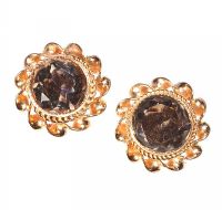 9CT GOLD AND SMOKY QUARTZ STUD EARRINGS at Ross's Online Art Auctions