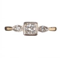ART DECO 18CT GOLD AND DIAMOND RING at Ross's Online Art Auctions