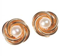 9CT GOLD AND PEARL SWIRL EARRINGS at Ross's Online Art Auctions