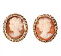 9CT GOLD AND CAMEO STUD EARRINGS at Ross's Online Art Auctions
