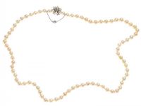 1960'S STRING OF FAUX PEARLS WITH A SILVER, FAUX PEARL AND CRYSTAL CLASP BY THE DESIGNER CIRO at Ross's Online Art Auctions