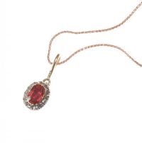 VICTORIAN SILVER GARNET AND DIAMOND CLUSTER PENDANT ON A MODERN 9CT ROSE GOLD CHAIN at Ross's Online Art Auctions