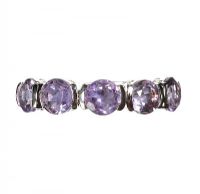 RHODIUM-PLATED SILVER AND AMETHYST FIVE STONE RING at Ross's Online Art Auctions