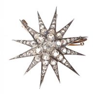 18CT GOLD AND DIAMOND STARBURST BROOCH at Ross's Online Art Auctions