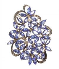 STERLING SILVER TANZANITE AND DIAMOND CLUSTER PENDANT at Ross's Online Art Auctions