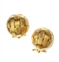 18CT GOLD BASKET WEAVE EARRINGS at Ross's Online Art Auctions