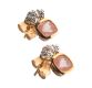 9CT GOLD PINK STONE AND DIAMOND EARRINGS at Ross's Online Art Auctions