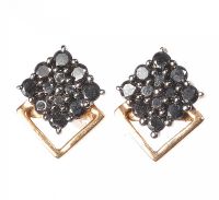 9CT GOLD AND BLACK DIAMOND EARRINGS at Ross's Online Art Auctions