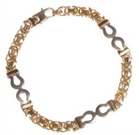 9CT GOLD HORSE SHOE AND COMPOSITE LINK BRACELET at Ross's Online Art Auctions