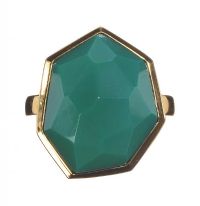 STERLING SILVER GILT AND GREEN STONE RING at Ross's Online Art Auctions