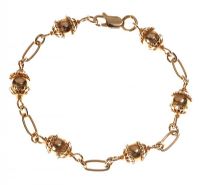 9CT GOLD BALL AND OPEN LINK BRACELET at Ross's Online Art Auctions
