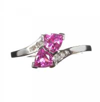 STERLING SILVER PINK TOURMALINE AND DIAMOND TWIST RING at Ross's Online Art Auctions