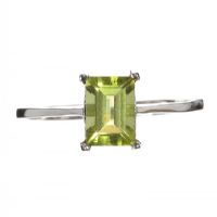 RHODIUM-PLATED BRASS AND PERIDOT SOLITAIRE RING at Ross's Online Art Auctions
