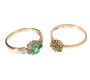 ASSORTED 9CT GOLD EMERALD, PERIDOT AND DIAMOND RINGS OF VARIOUS SIZES (FOUR IN NUMBER) at Ross's Online Art Auctions
