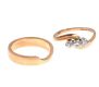 9CT GOLD AND DIAMOND THREE STONE TWIST RING AND MATCHING 9CT GOLD BAND at Ross's Online Art Auctions