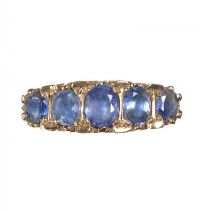 9CT GOLD RING SET WITH FIVE GRADUATED SAPPHIRES at Ross's Online Art Auctions