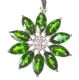 STERLING SILVER FLORAL PENDANT SET WITH DIOPSIDE AND DIAMONDS ON A STERLING SILVER FLAT LINK CHAIN at Ross's Online Art Auctions