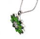 STERLING SILVER FLORAL PENDANT SET WITH DIOPSIDE AND DIAMONDS ON A STERLING SILVER FLAT LINK CHAIN at Ross's Online Art Auctions