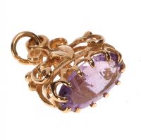 9CT PIERCED GOLD FOB WITH AMETHYST STONE IN CLAW SETTING at Ross's Online Art Auctions