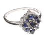 STERLING SILVER SAPPHIRE AND DIAMOND CLUSTER RING at Ross's Online Art Auctions