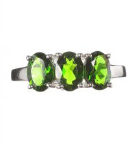 STERLING SILVER DIOPSIDE TRILOGY RING at Ross's Online Art Auctions