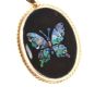 9CT GOLD OVAL PENDANT WITH AN ONYX STONE AND BUTTERFLY OVERLAY at Ross's Online Art Auctions
