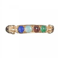 9CT GOLD 'LOVE' RING SET WITH LAPIS LAZULI, OPAL, RUBY AND EMERALD at Ross's Online Art Auctions