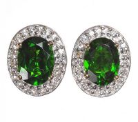 STERLING SILVER GILT DIOPSIDE AND WHITE TOPAZ CLUSTER EARRINGS at Ross's Online Art Auctions