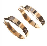 9CT GOLD HOOP EARRINGS WITH 'SCREW' DESIGN at Ross's Online Art Auctions