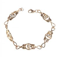 9CT GOLD PIERCED LINK BRACELET IN THE STYLE OF CHARLES RENNIE MACKINTOSH at Ross's Online Art Auctions