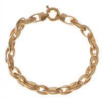 9CT GOLD DOUBLE SNAKE LINK AND OPEN LINK BRACELET at Ross's Online Art Auctions