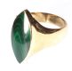 9CT GOLD RING SET WITH BLACK ONYX AND TWO SIMILAR RINGS SET WITH MALACHITE at Ross's Online Art Auctions