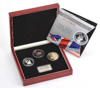 DIAMOND JUBILEE GOLD COIN TRILOGY COMPLETE WITH THE LONDON MINT OFFICE CERTIFICATES IN A PRESENTATION CASE, LIMITED EDITION NUMBER 6/60 at Ross's Online Art Auctions