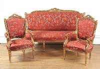 REPRODUCTION THREE PIECE GILT SUITE COMPRISING OF TWO CHAIRS & A SETTEE at Ross's Online Art Auctions