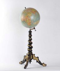 WORLD GLOBE ON PAPIER MACHE BARLEY SUGAR TWIST PLYNTH at Ross's Online Art Auctions