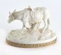 LATE 19TH CENTURY BISQUE PORCELAIN FIGURE OF A MULE ON A BRASS RIM BASE at Ross's Online Art Auctions