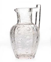 VICTORIAN ETCHED GLASS WATER JUG WITH STAR BASE at Ross's Online Art Auctions