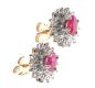 9CT GOLD, RUBY & DIAMOND CLUSTER EARRINGS at Ross's Online Art Auctions